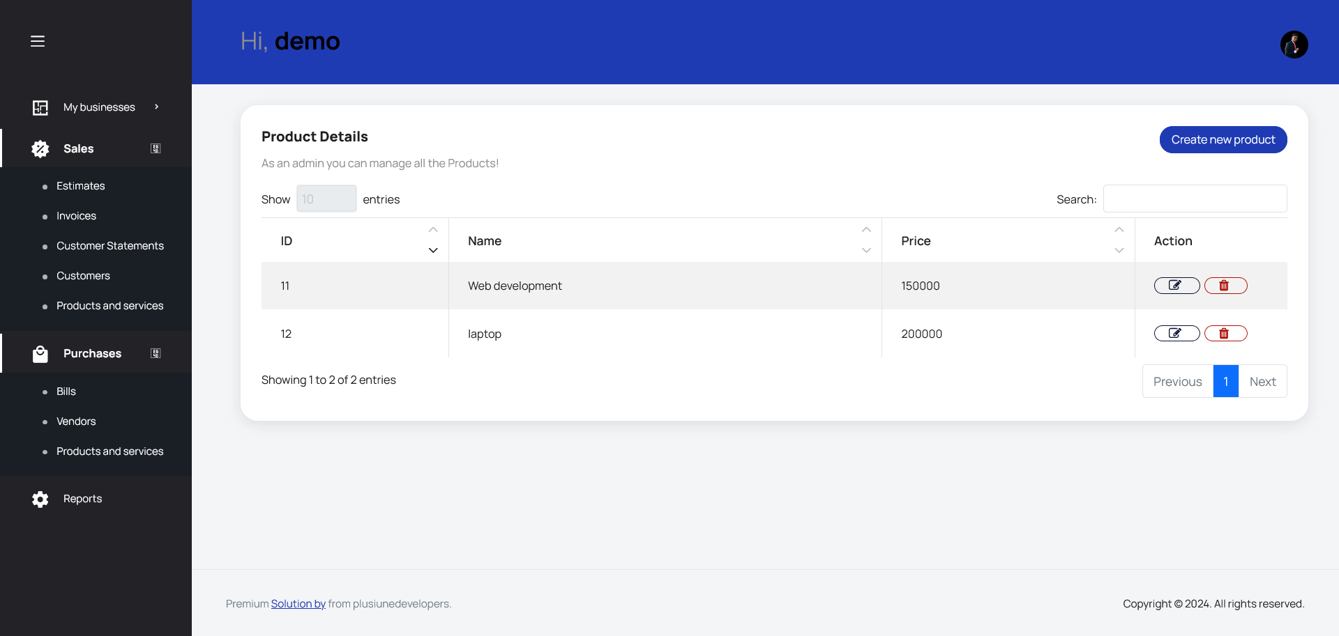 ClearBooks Product index