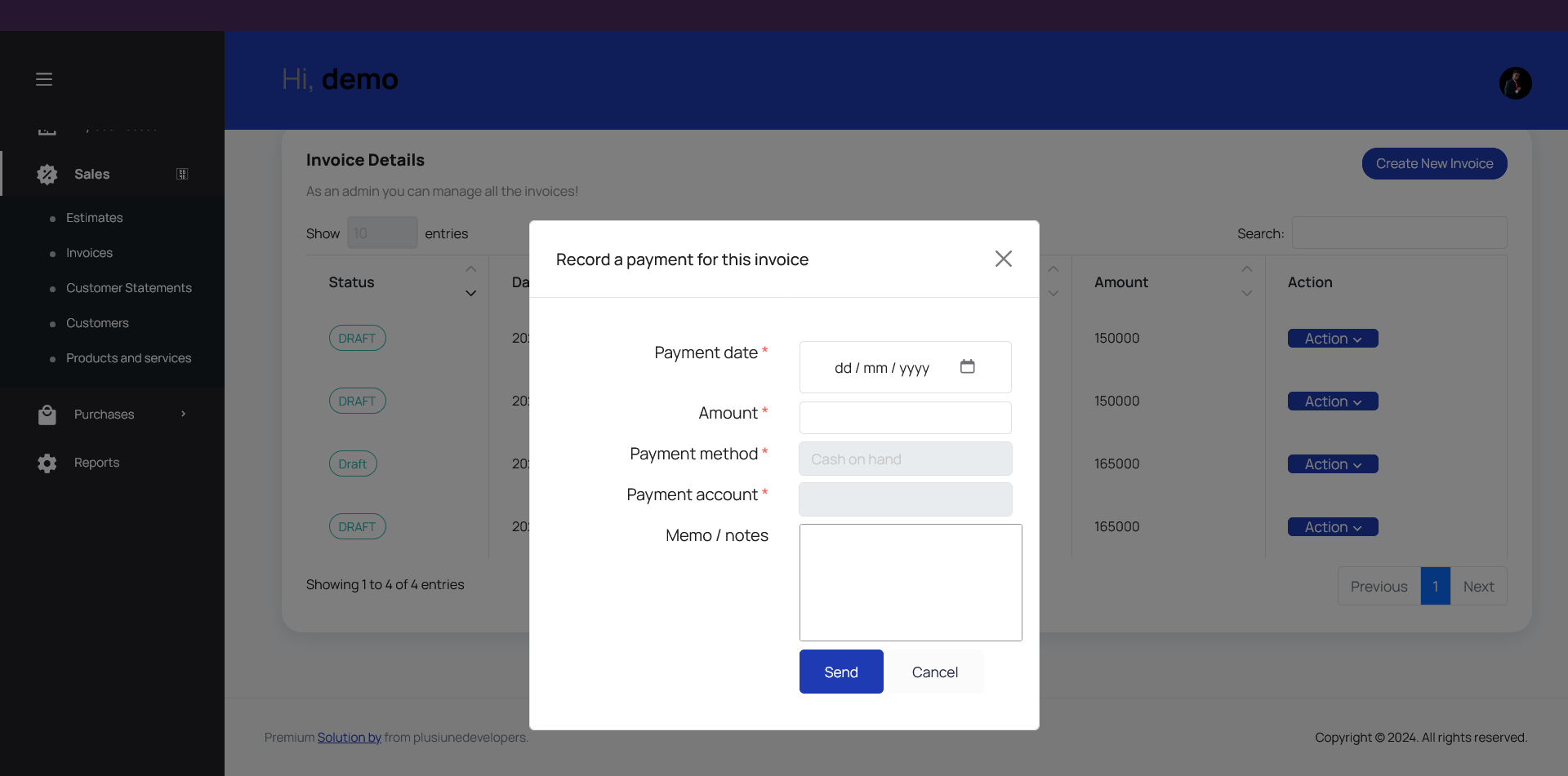ClearBooks Record payment invoice
